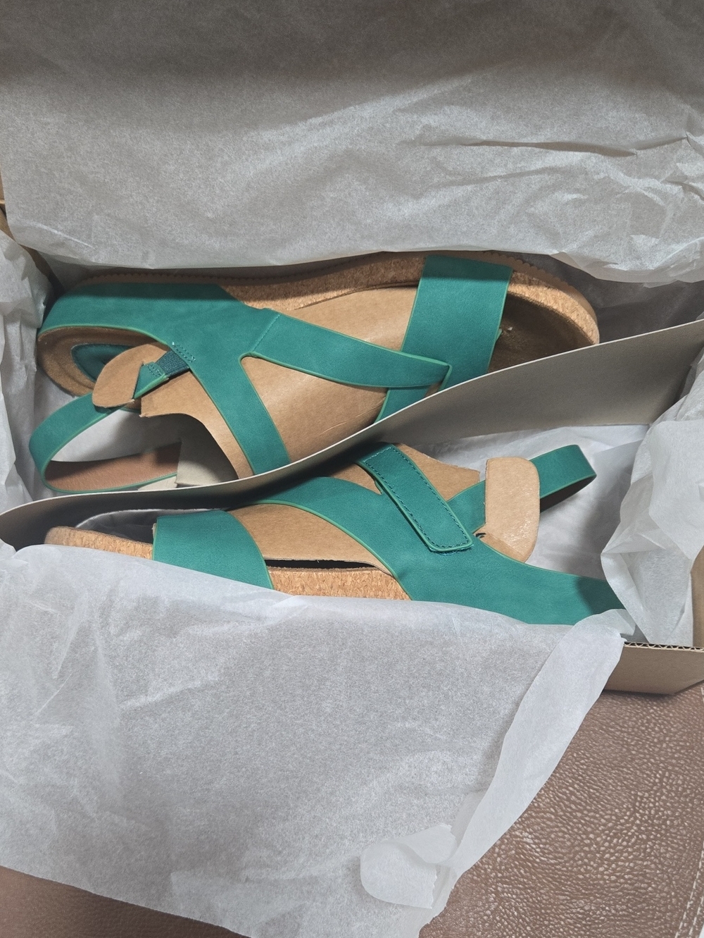 Women’s Teal Strappy Sandals with Cushioned Footbed
